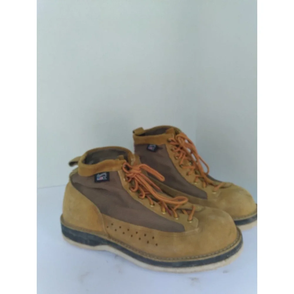 Danner Suede Mesh Work‎ Boots Tan Brown Made in USA Mens Lace Up Utility Boots